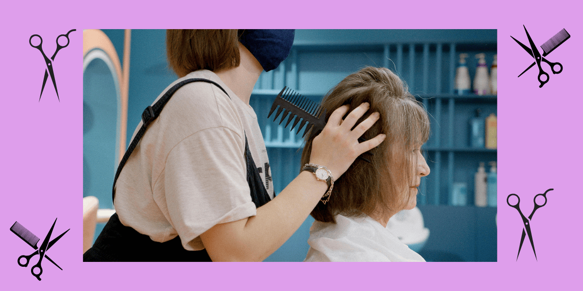 A Woman Getting Her Hair Done