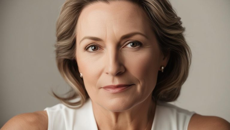 A Woman With Blonde Hair And A White Shirt